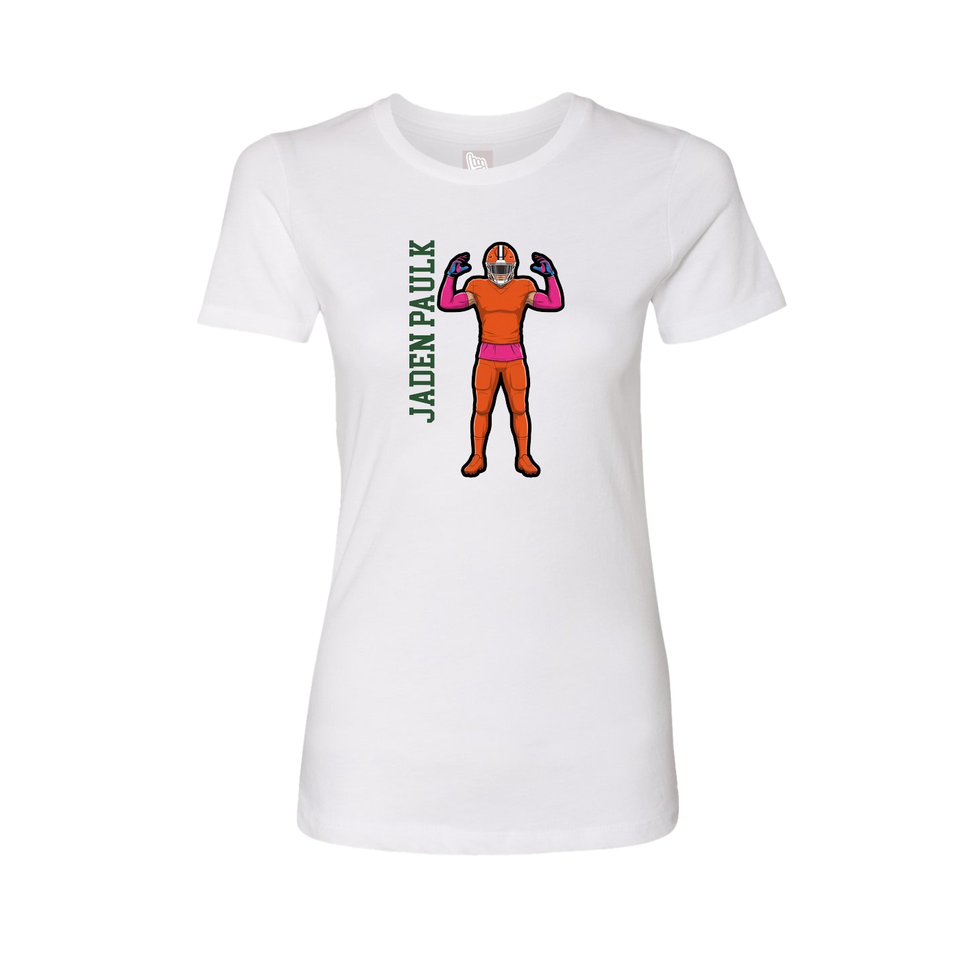 Womens Tee — Name Vertical in White