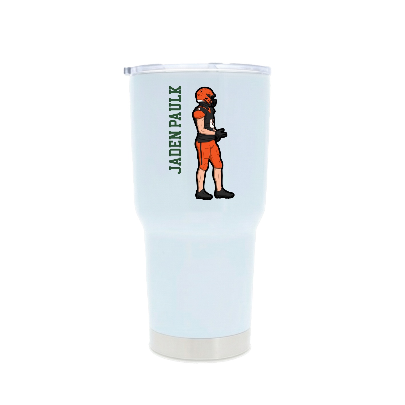 30oz Stainless Steel Tumbler — Name Vertical in White