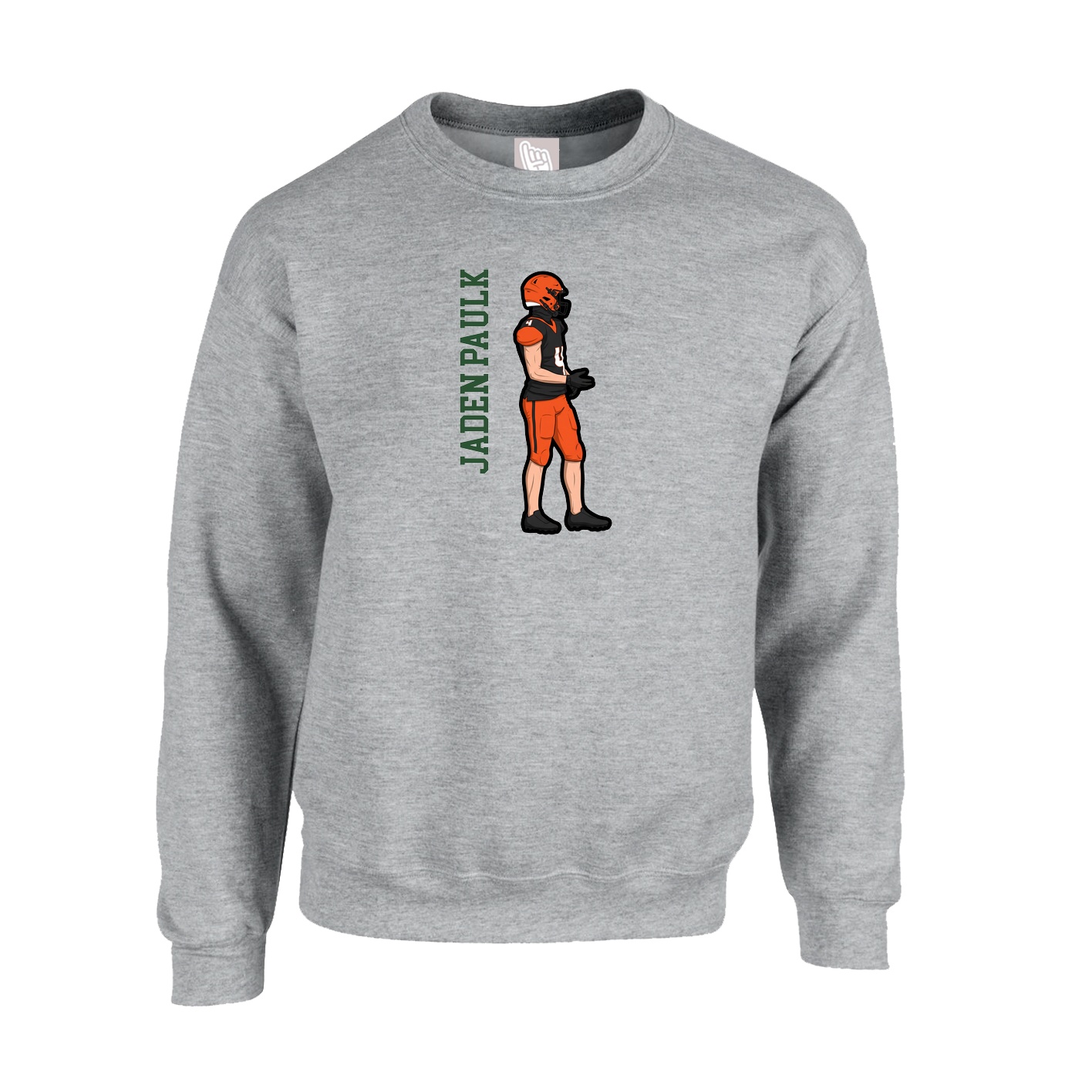 Fleece Crew — Name Vertical in Grey