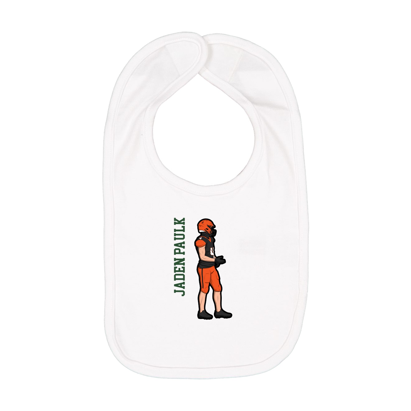 Infant Bib — Name Vertical in White
