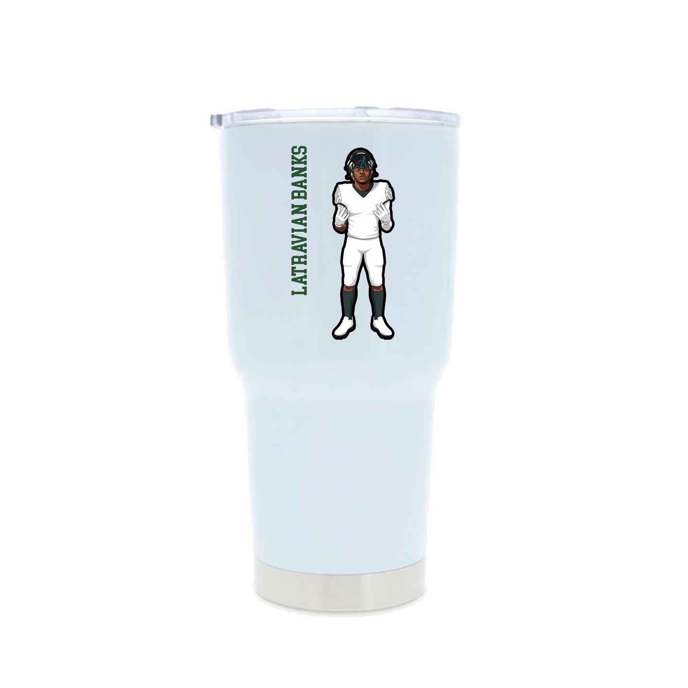 30oz Stainless Steel Tumbler — Name Vertical in White