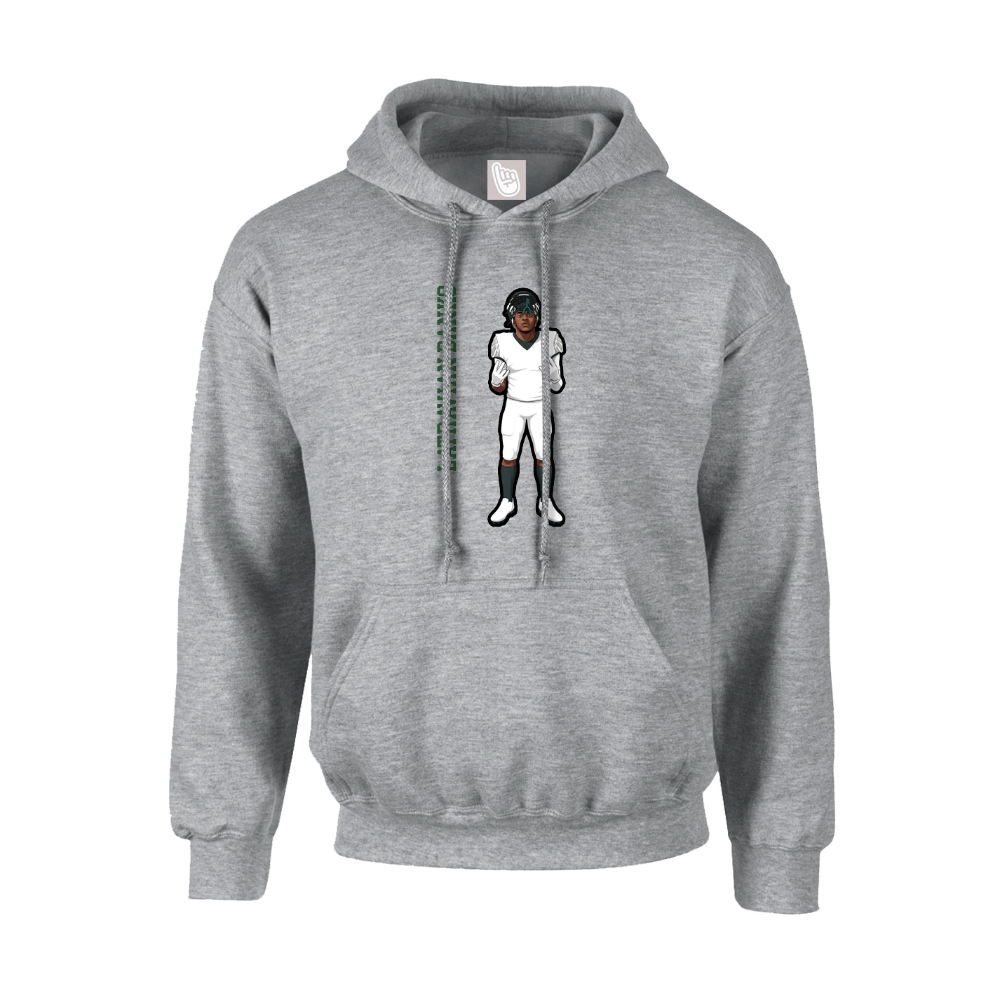 Youth Hoodie — Name Vertical in Grey