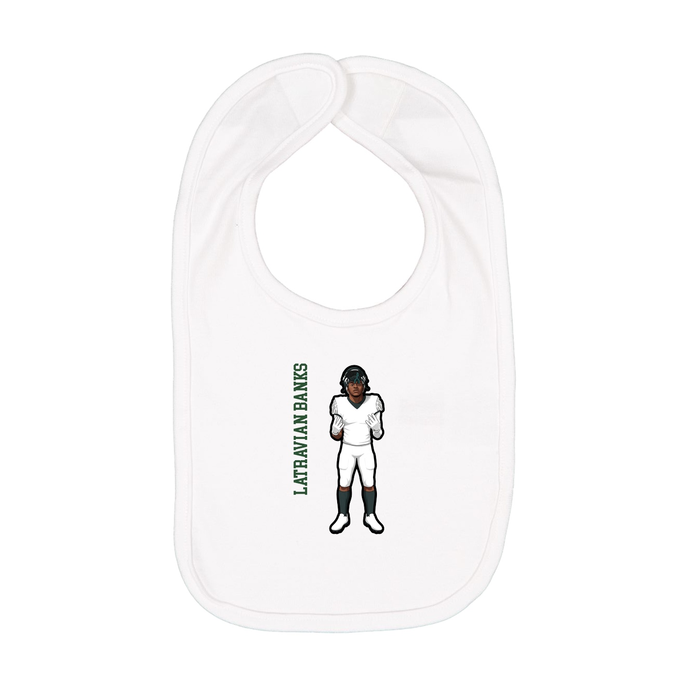 Infant Bib — Name Vertical in White