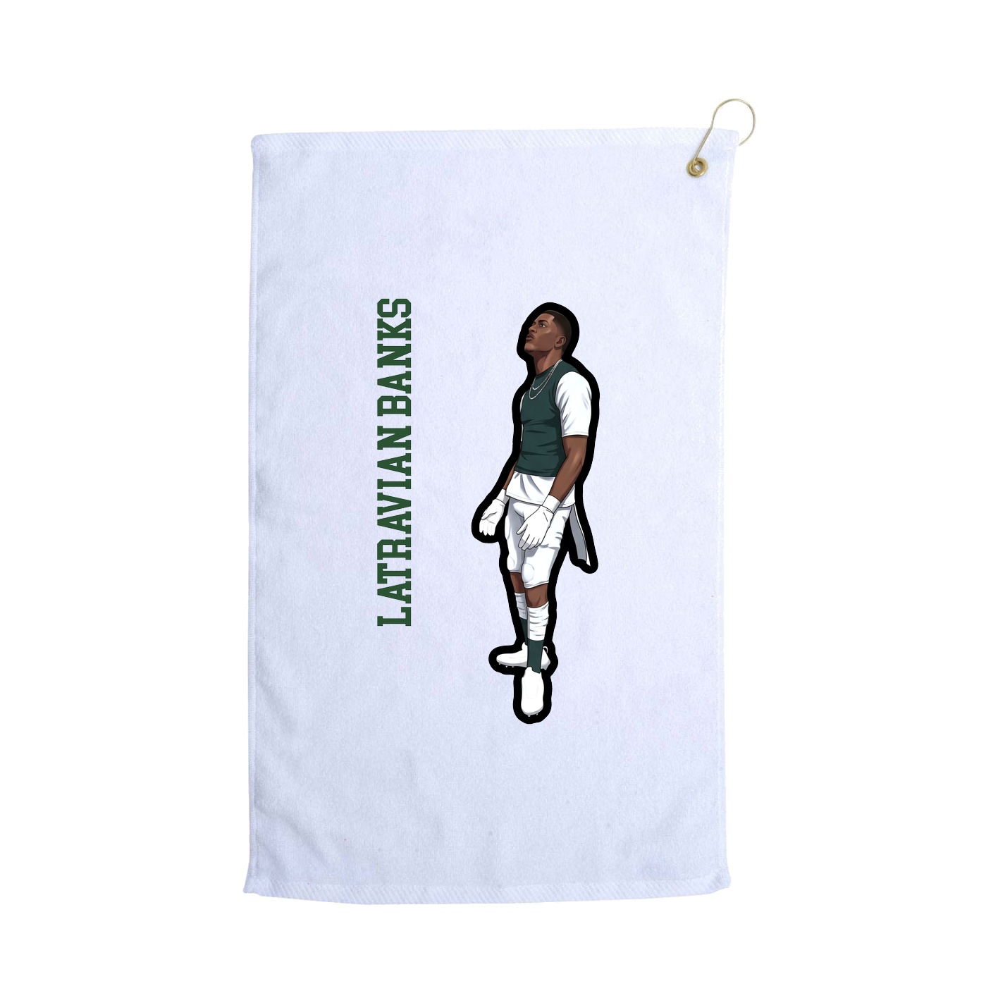 Golf Towel — Name Vertical in White