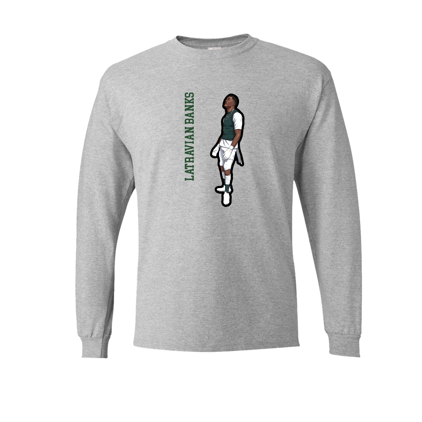 Long Sleeve Tee — Name Vertical in Grey
