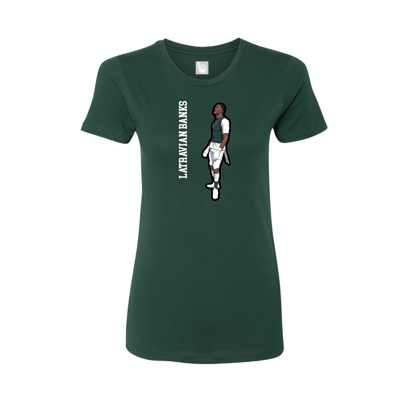 Fitted Women's Tee — Name Vertical in Green