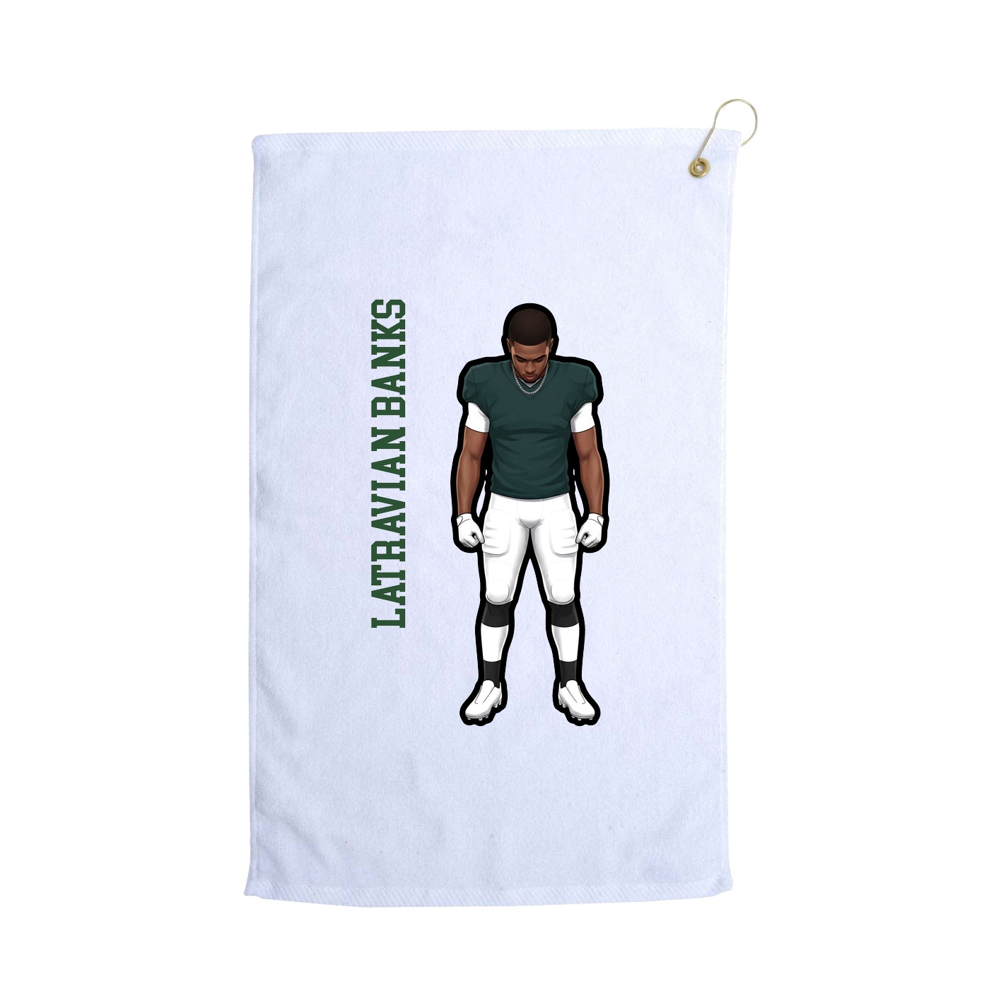 Golf Towel — Name Vertical in White