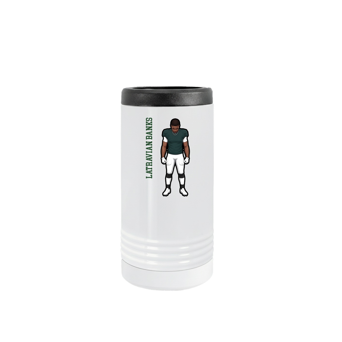 Slim Beverage Holder — Name Vertical in White