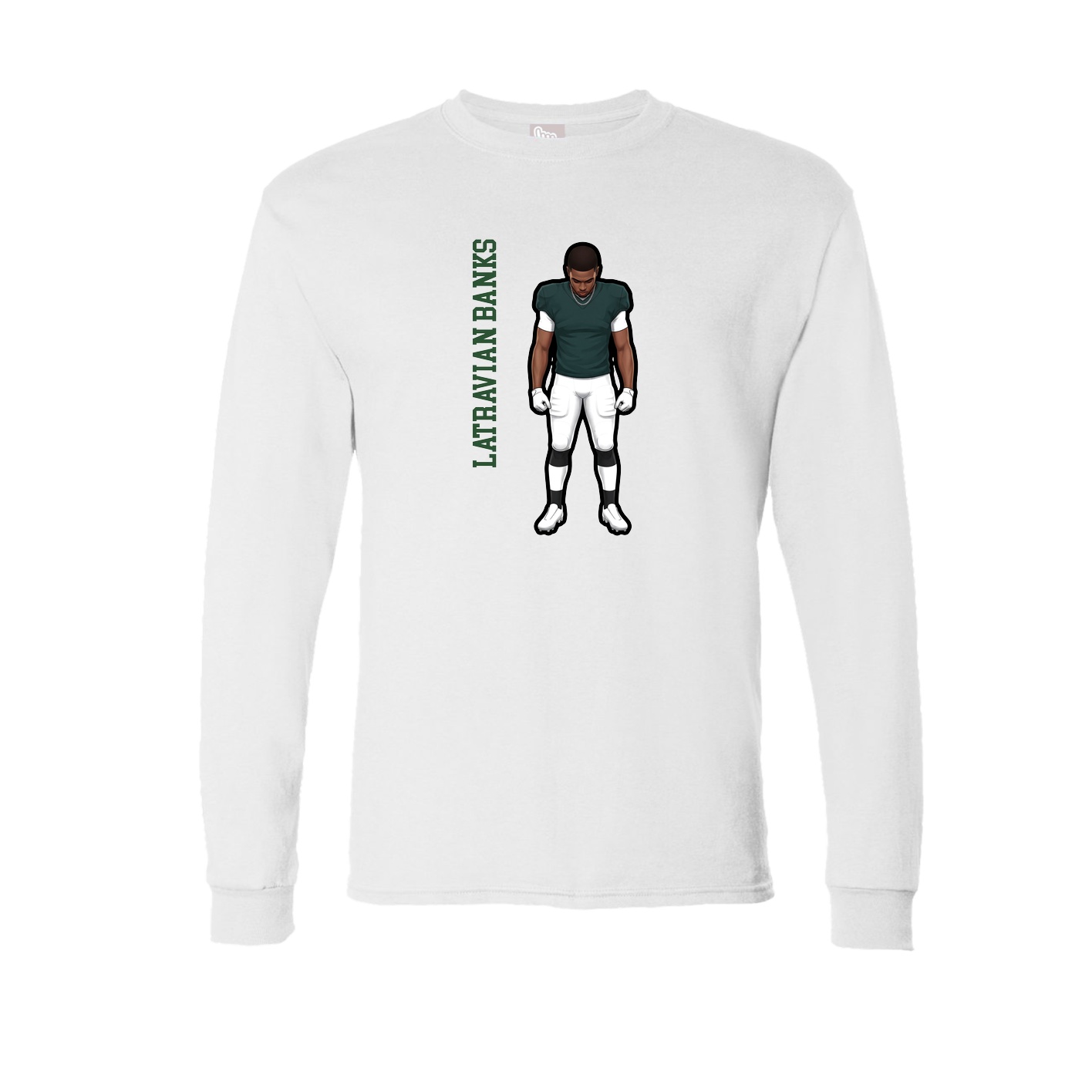 Long Sleeve Tee — Name Vertical in White