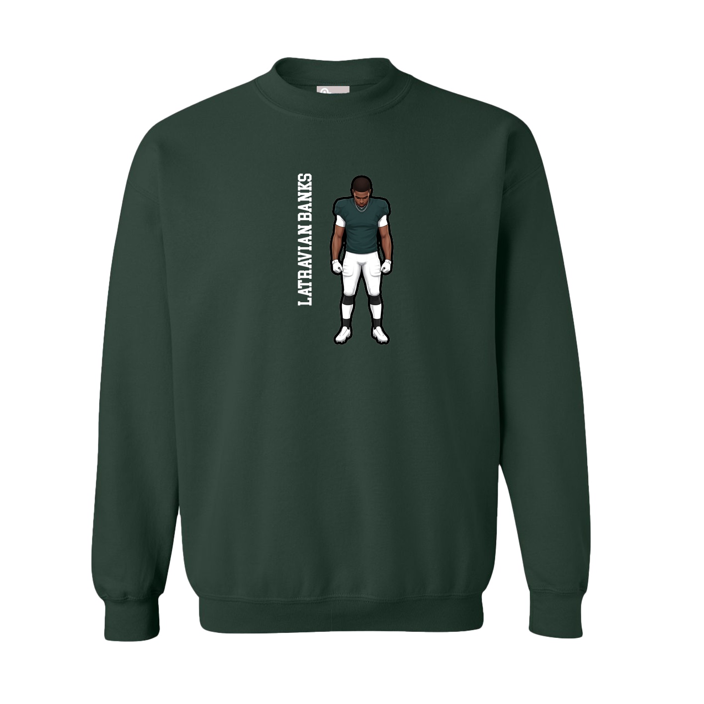 Fleece Crew — Name Vertical in Green