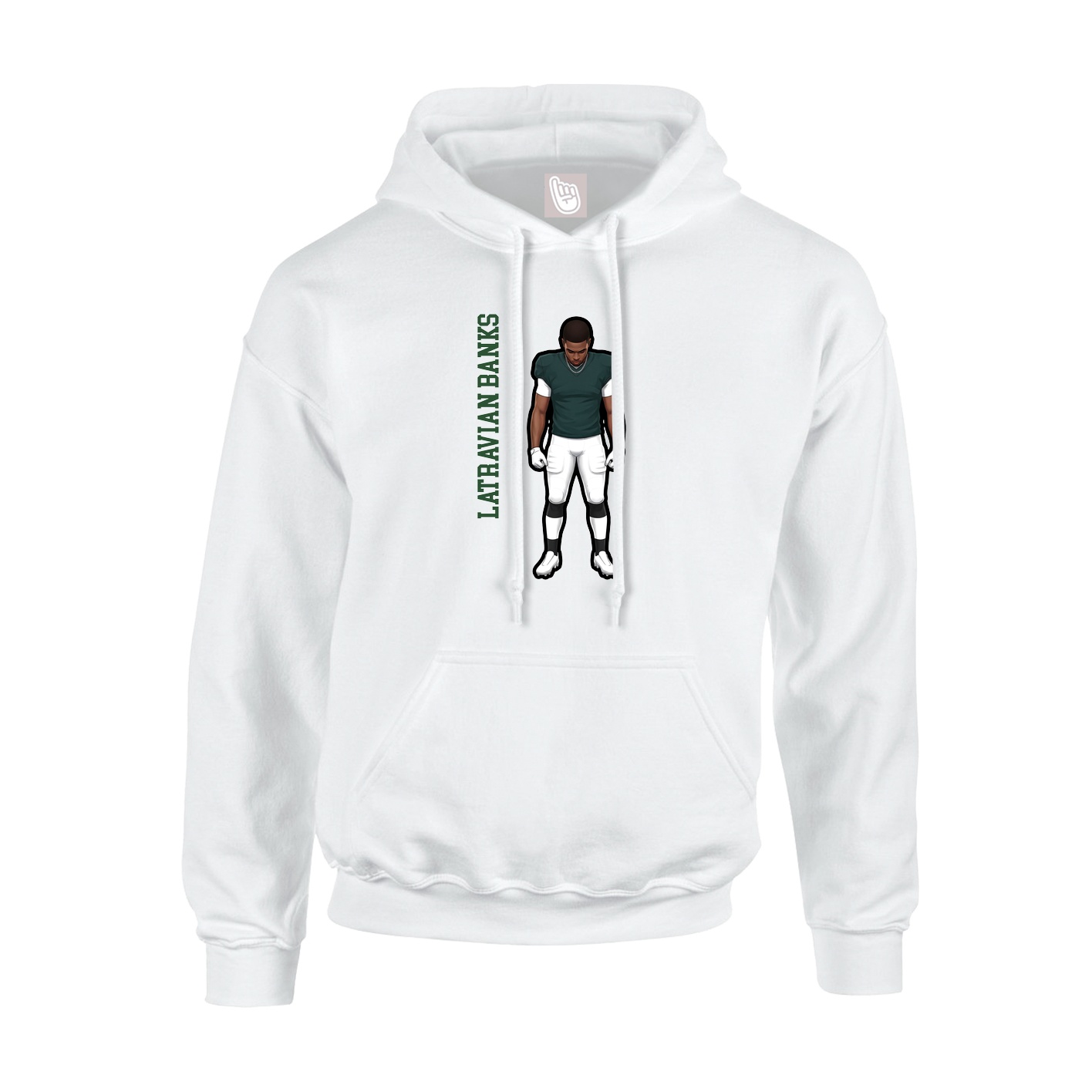 Youth Hoodie — Name Vertical in White