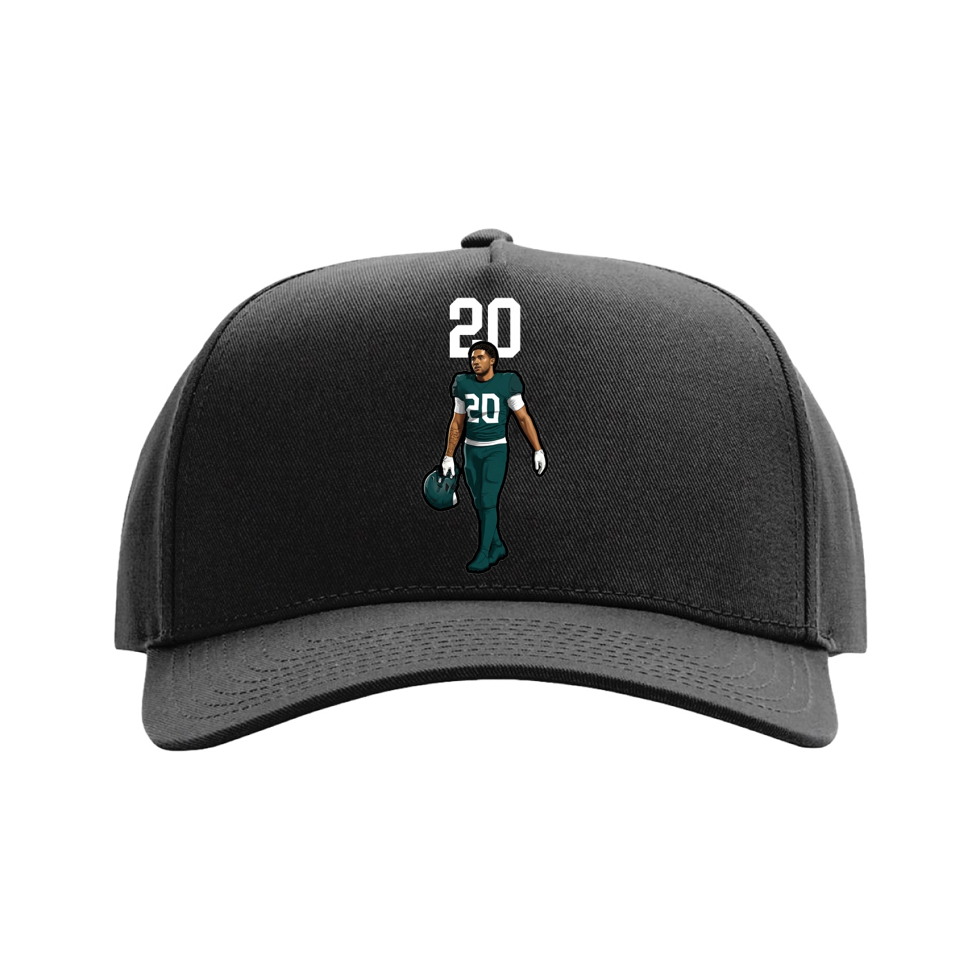Full Fabric Five-Panel Champ Cap — Number Top in Black