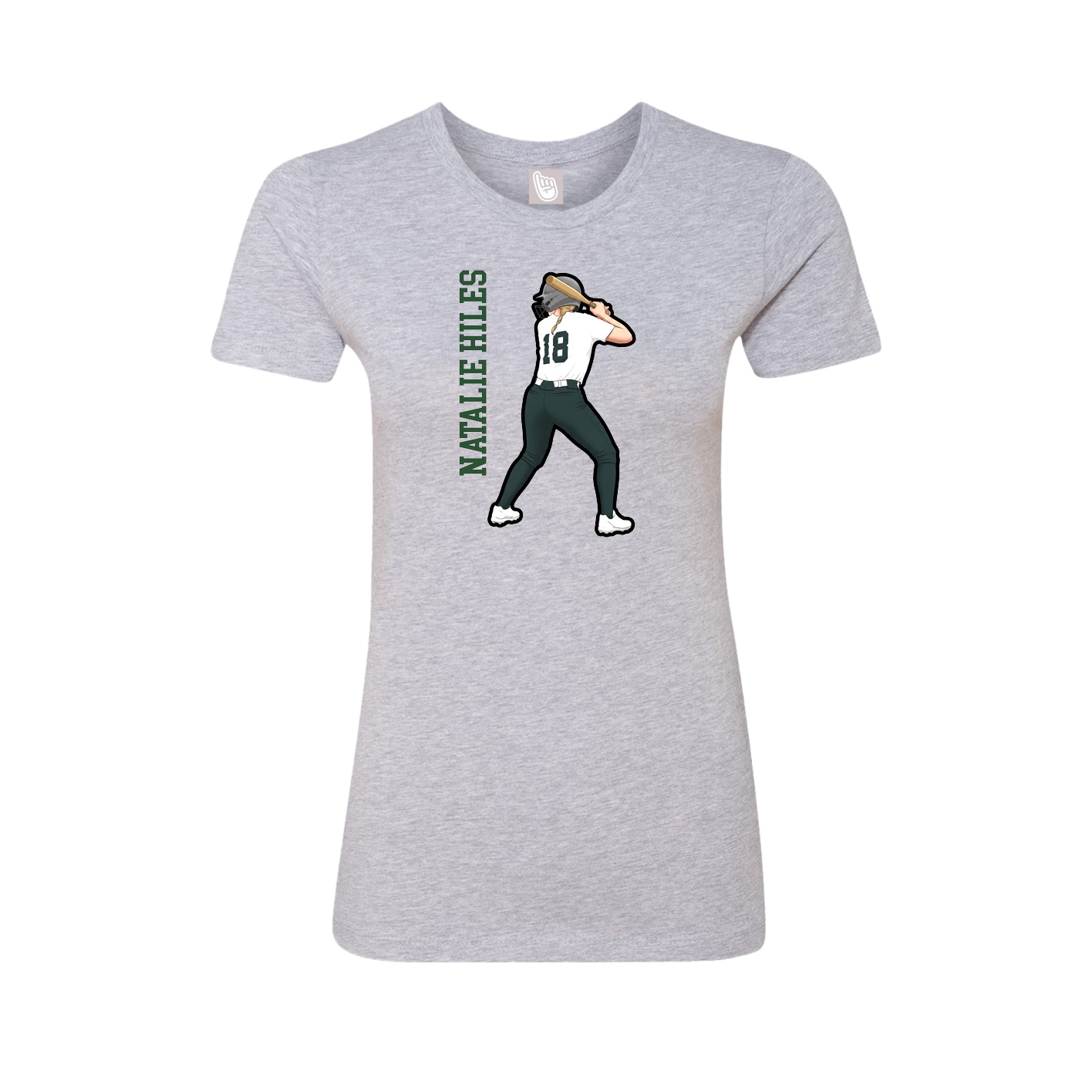 Fitted Women's Tee — Name Vertical in Grey