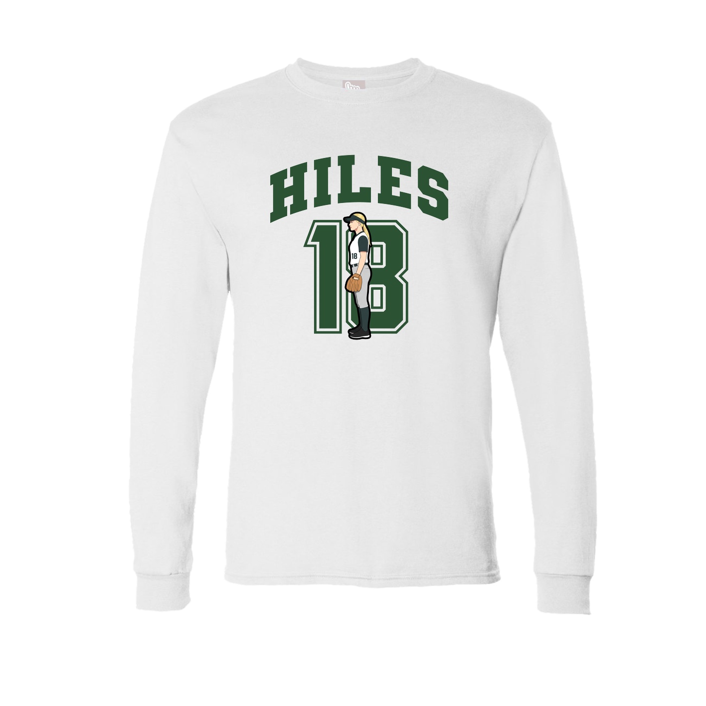 Long Sleeve Tee — Number in White