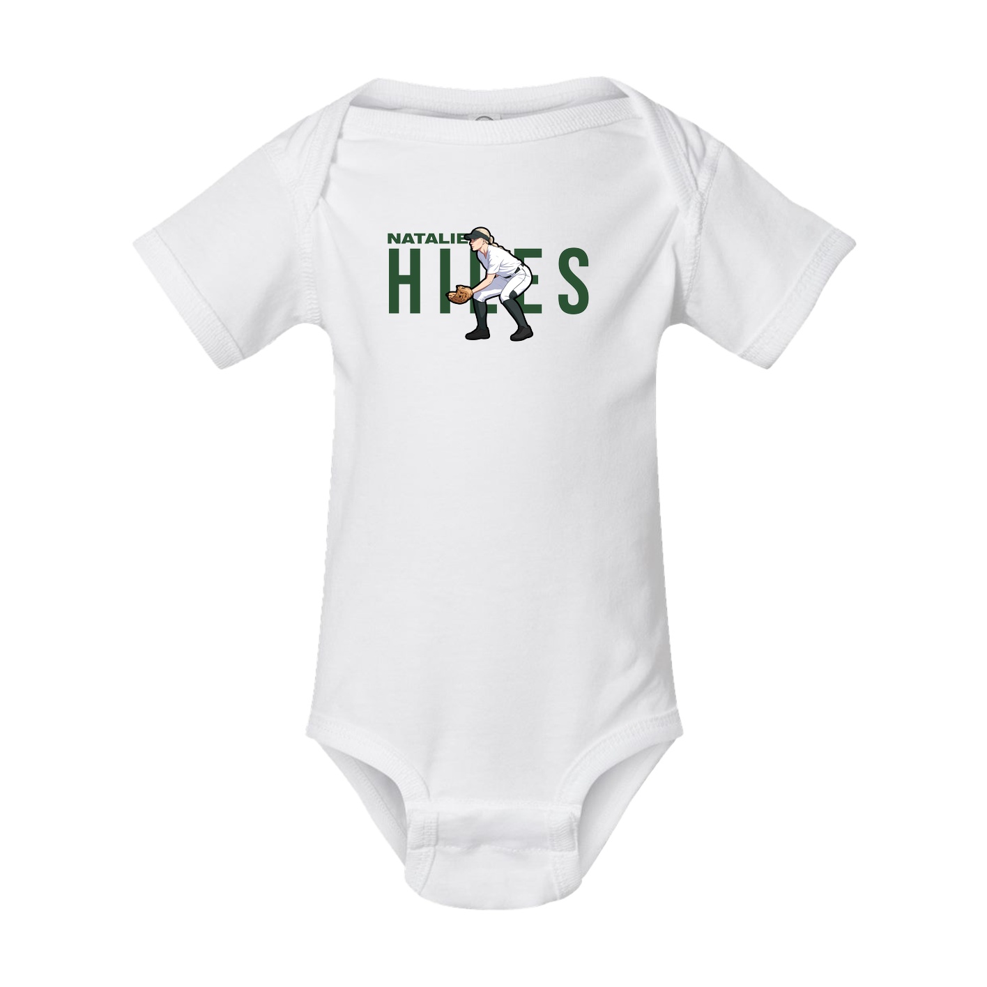 Baby Onesie — Player Name in White