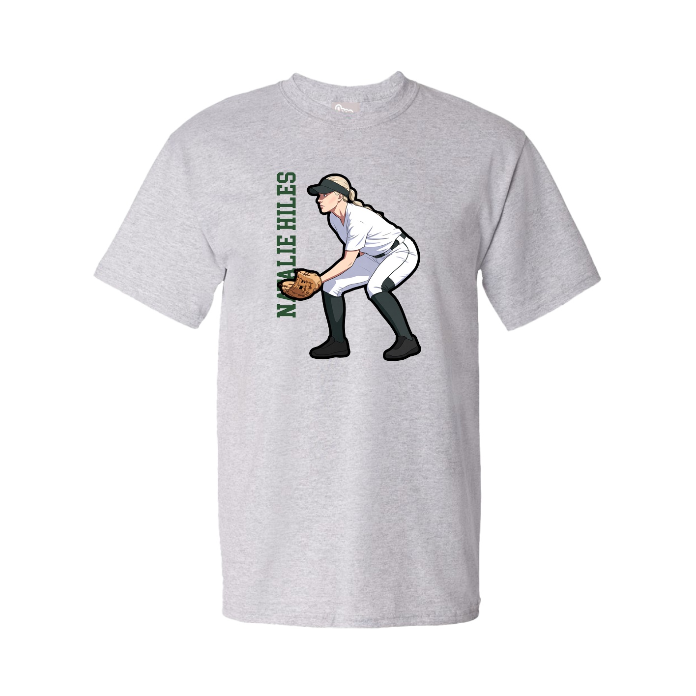 Youth Tee — Name Vertical in Grey