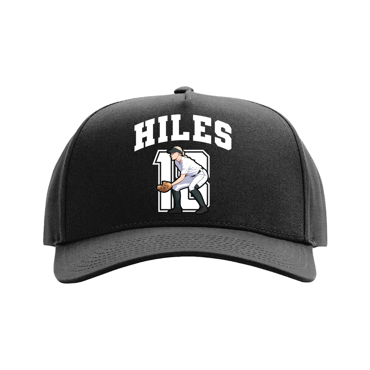 Full Fabric Five-Panel Champ Cap — Number in Black