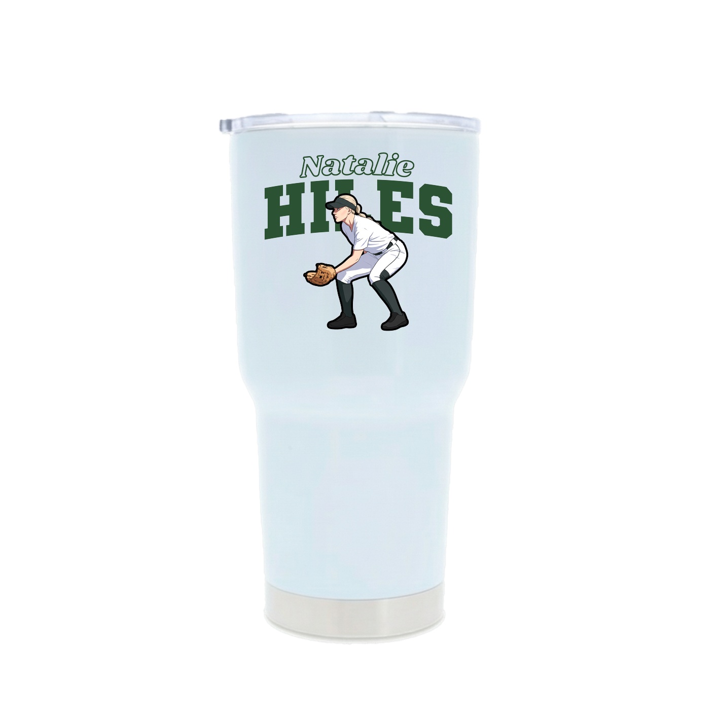 30oz Stainless Steel Tumbler — Name Arch in White
