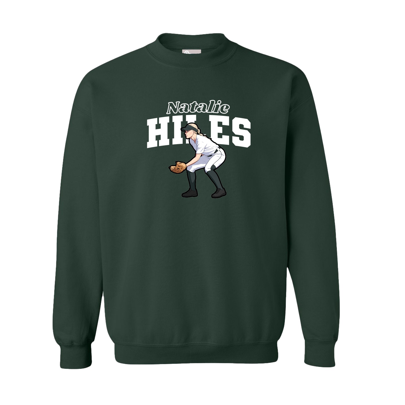 Fleece Crew — Name Arch in Green