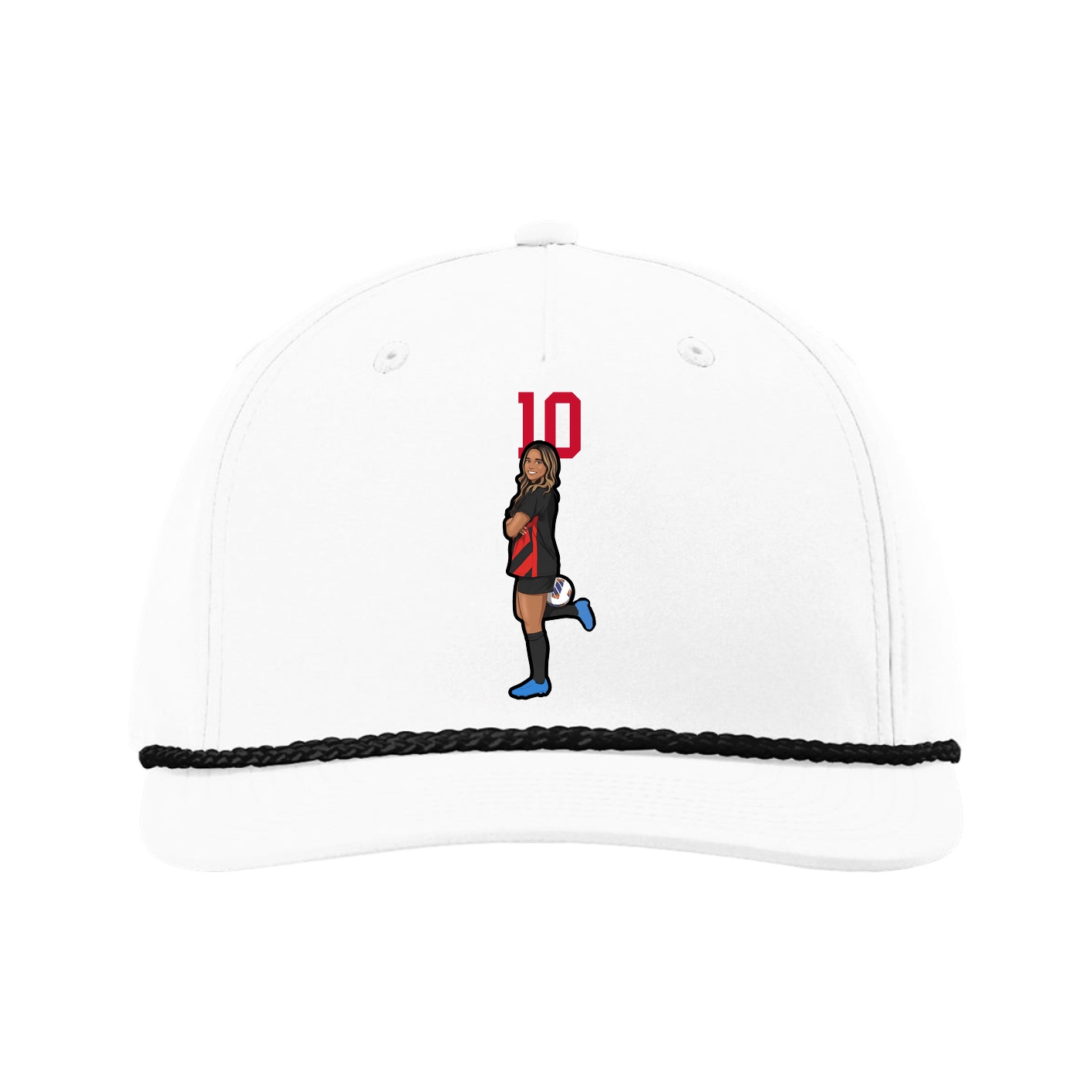 Five-Panel Classic Rope Cap — Number Top in White