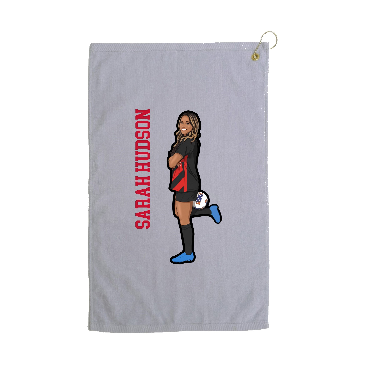 Golf Towel — Name Vertical in Grey