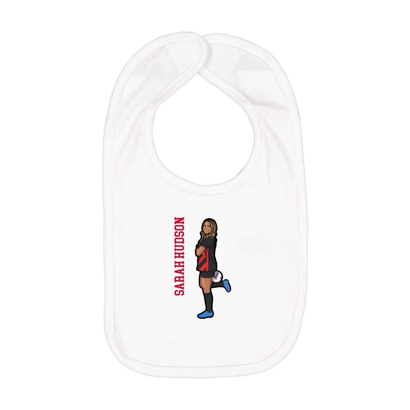 Infant Bib — Name Vertical in White