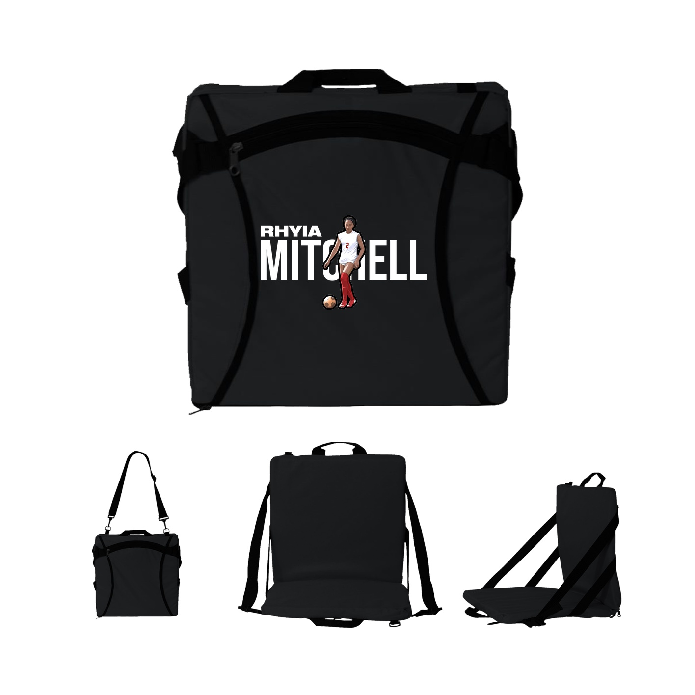 Folding Stadium Seat — Player Name in Black