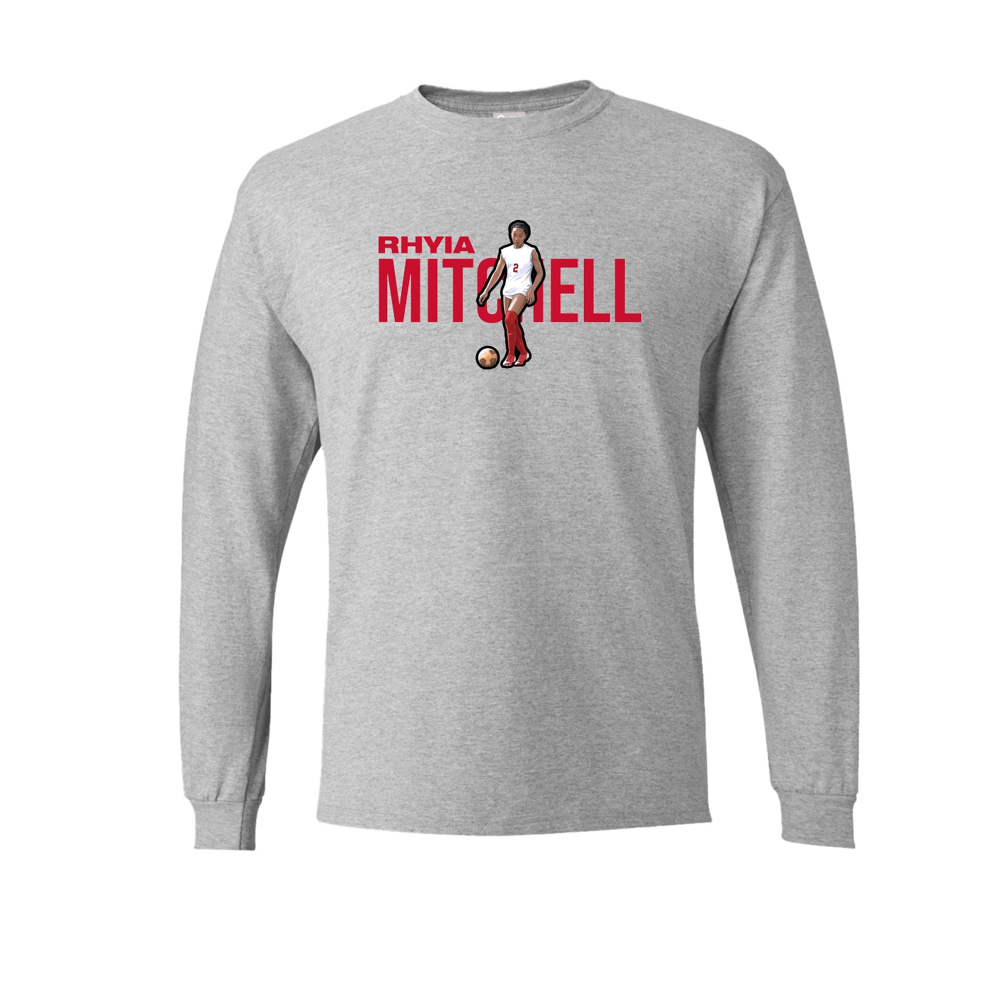 Long Sleeve Tee — Player Name in Grey