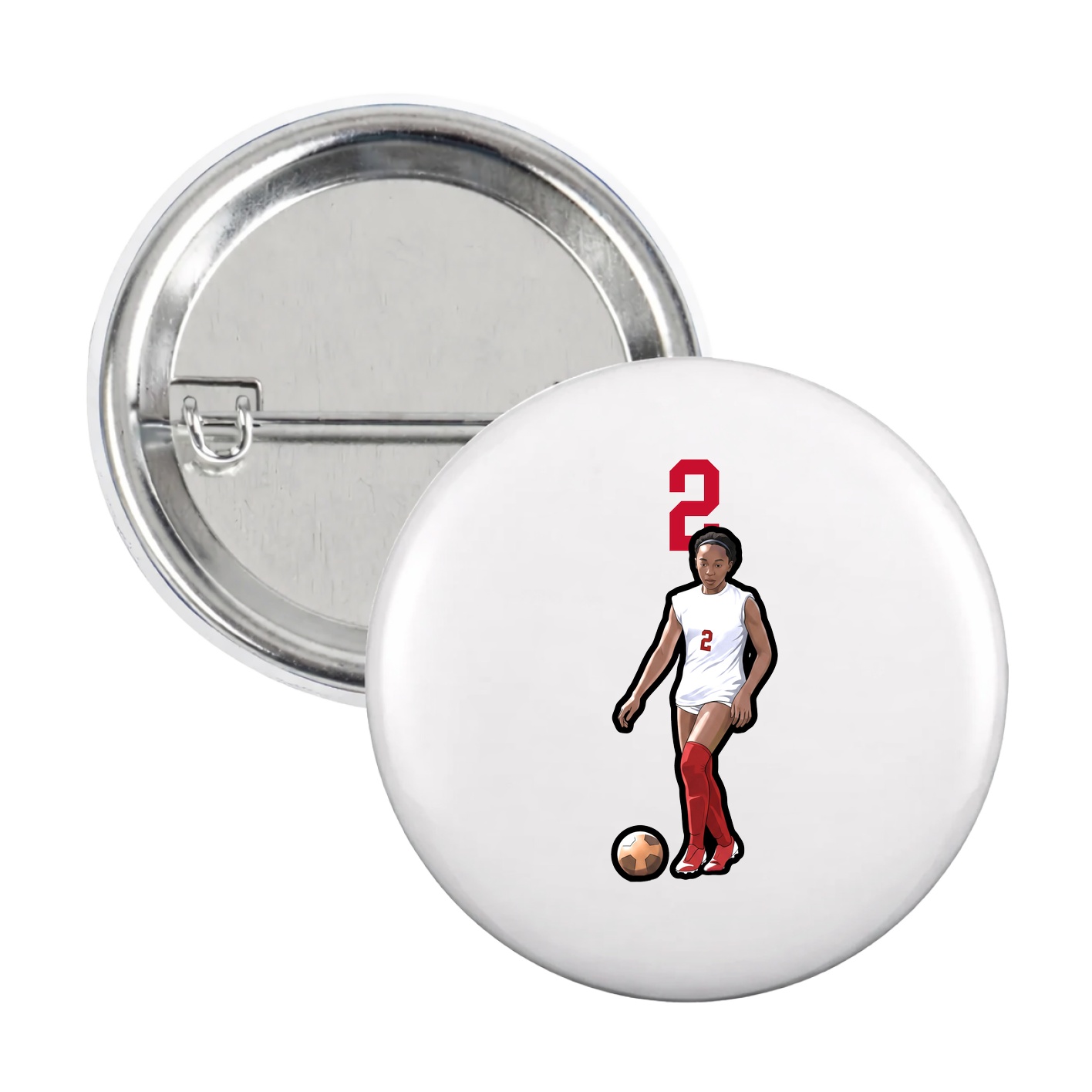 Game Day Button — Number Top in White
