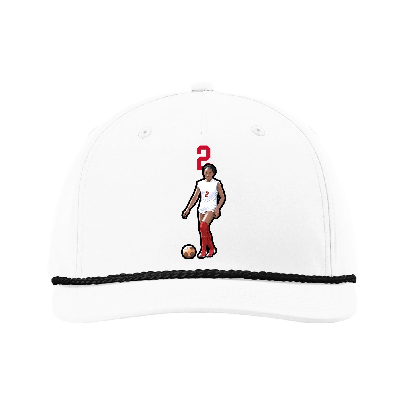 Five-Panel Classic Rope Cap — Number Top in White