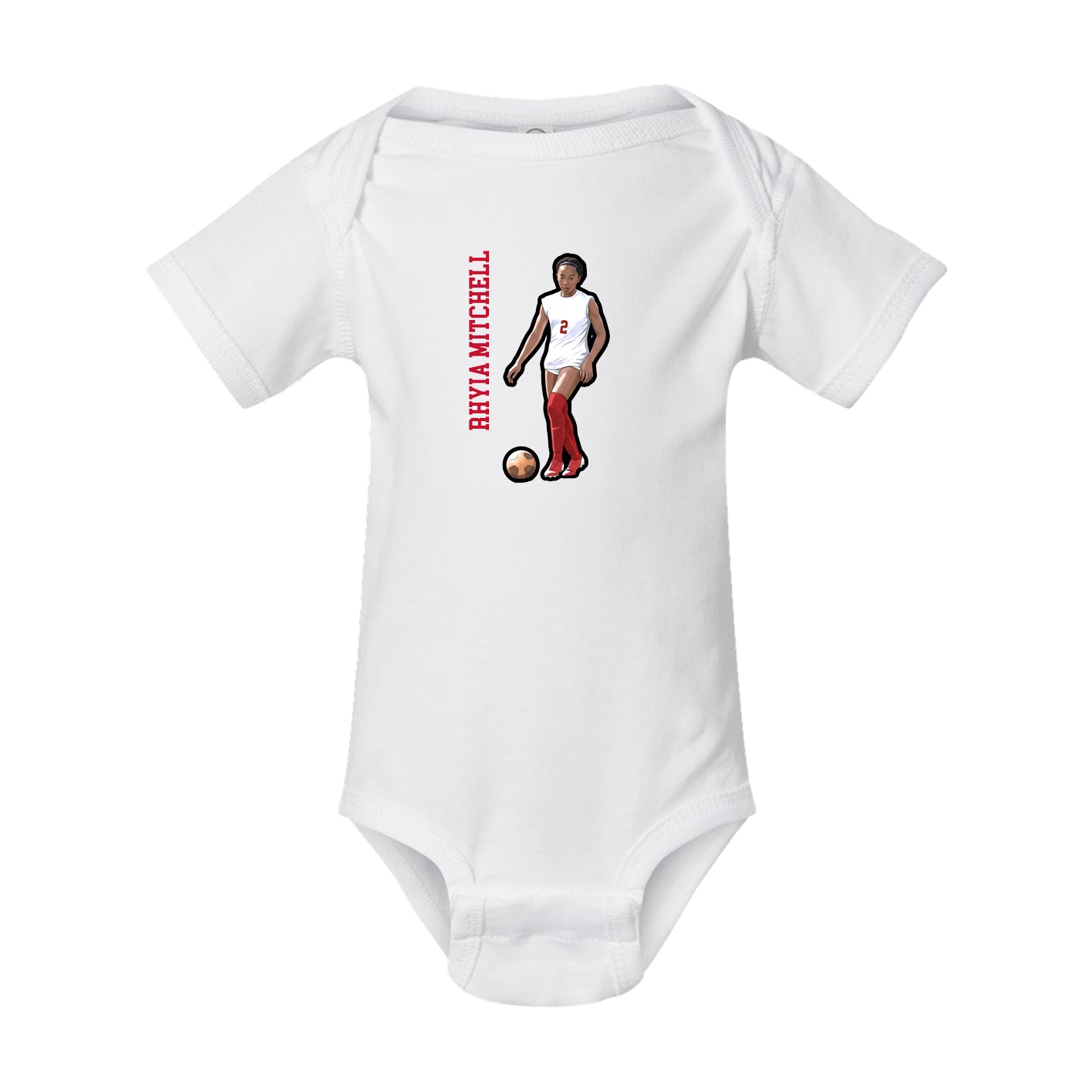 Baby Onesie — Name Vertical in White