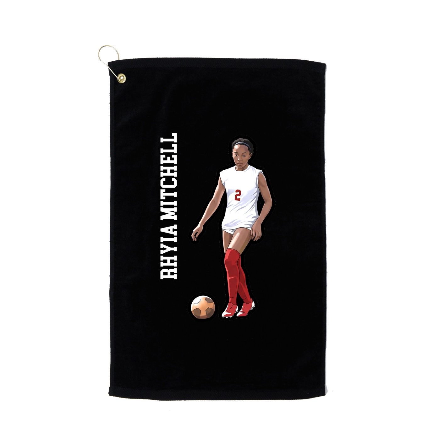Golf Towel — Name Vertical in Black