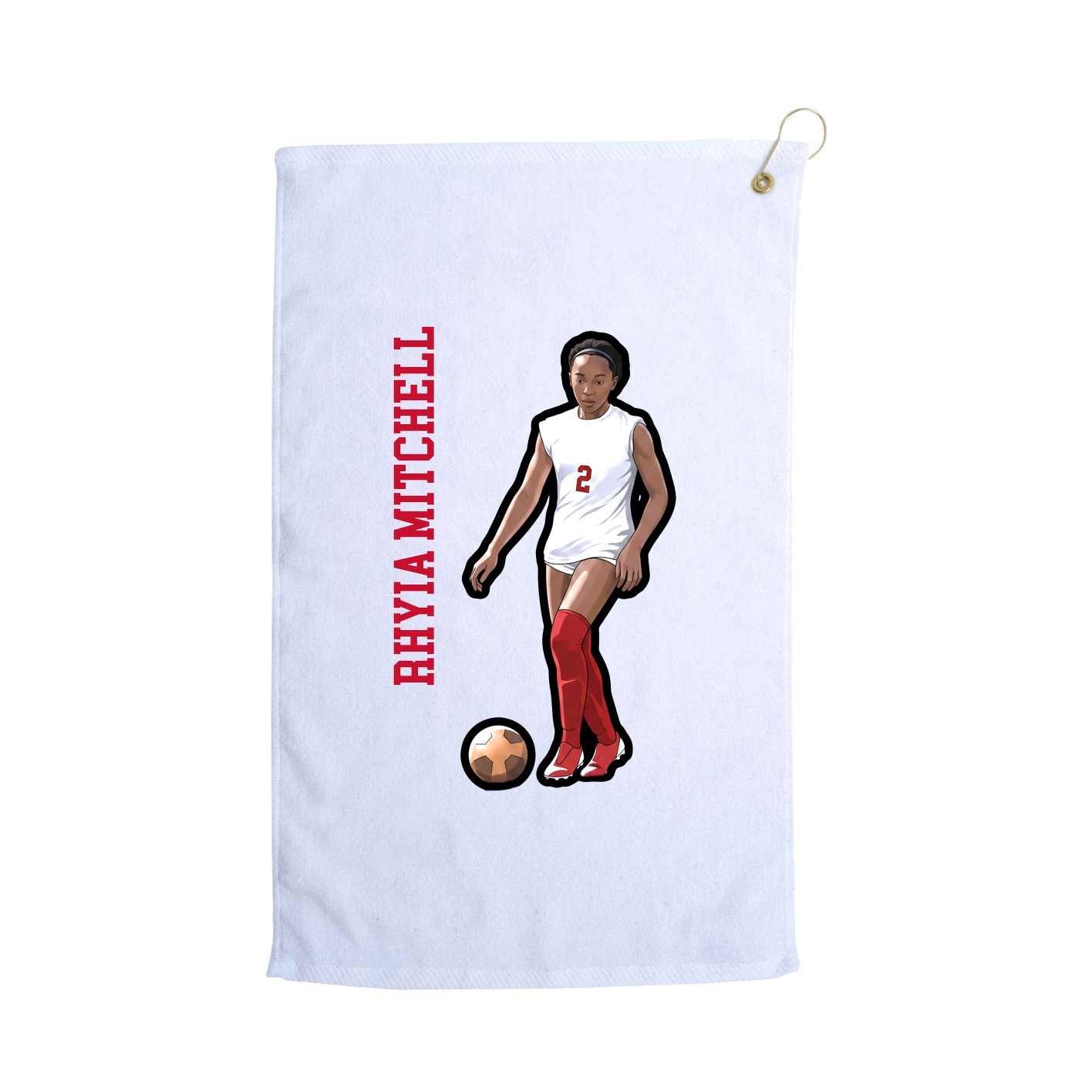 Golf Towel — Name Vertical in White