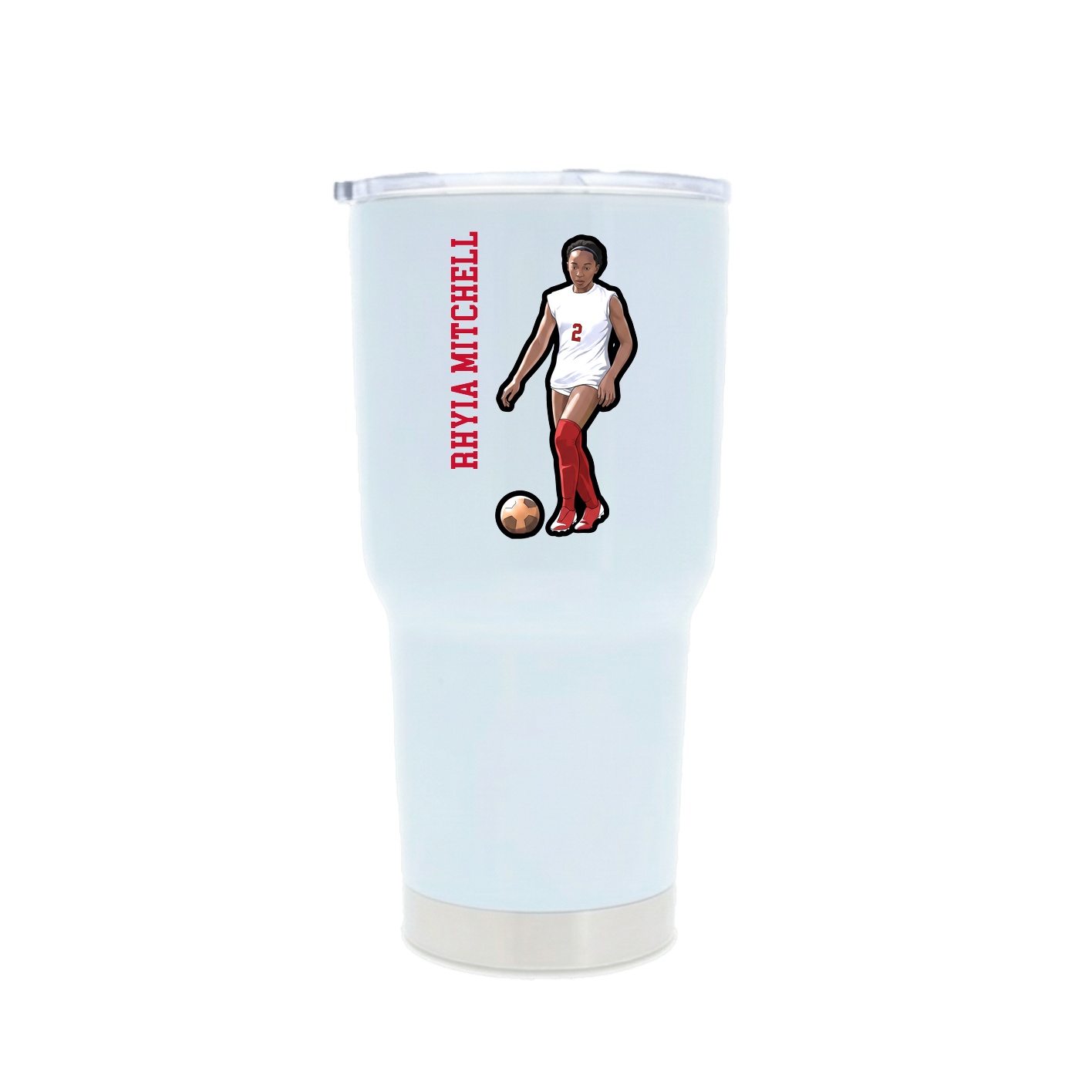 30oz Stainless Steel Tumbler — Name Vertical in White