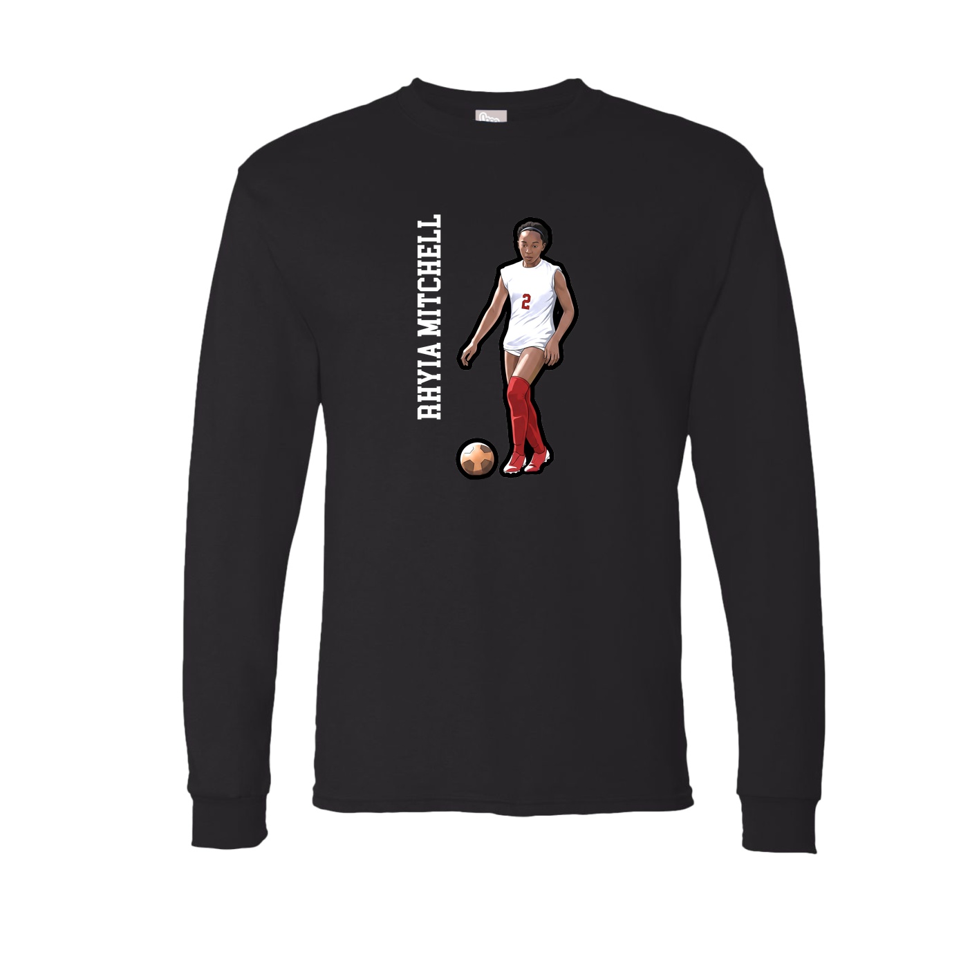 Long Sleeve Tee — Name Vertical in Black