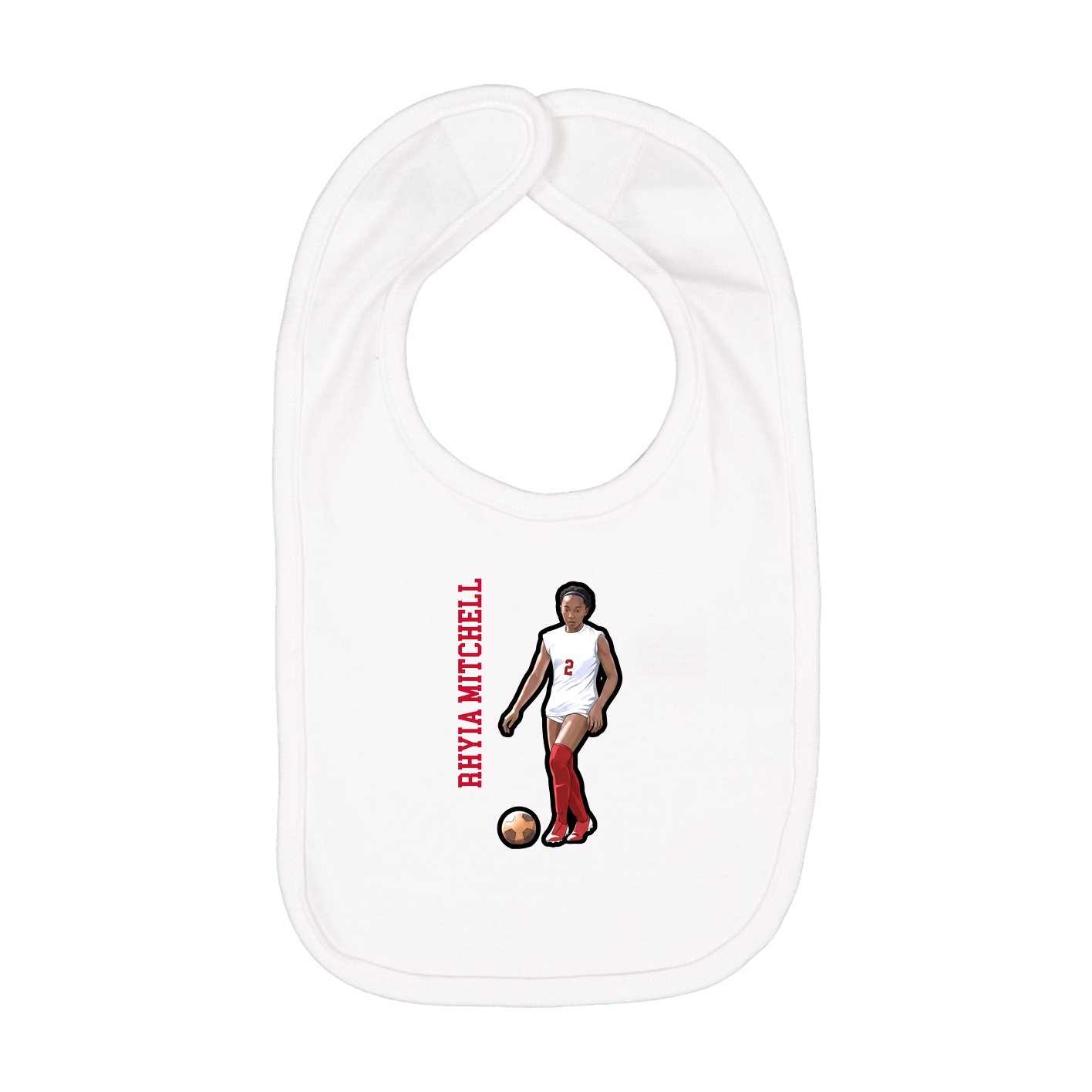 Infant Bib — Name Vertical in White
