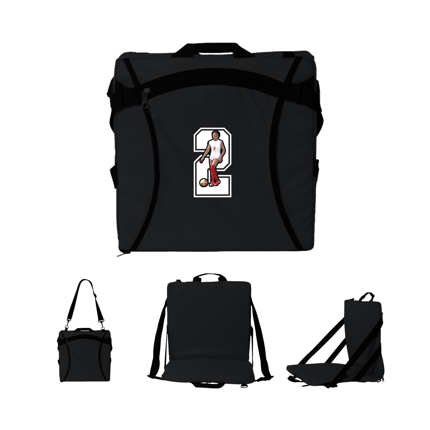 Folding Stadium Seat — Number in Black