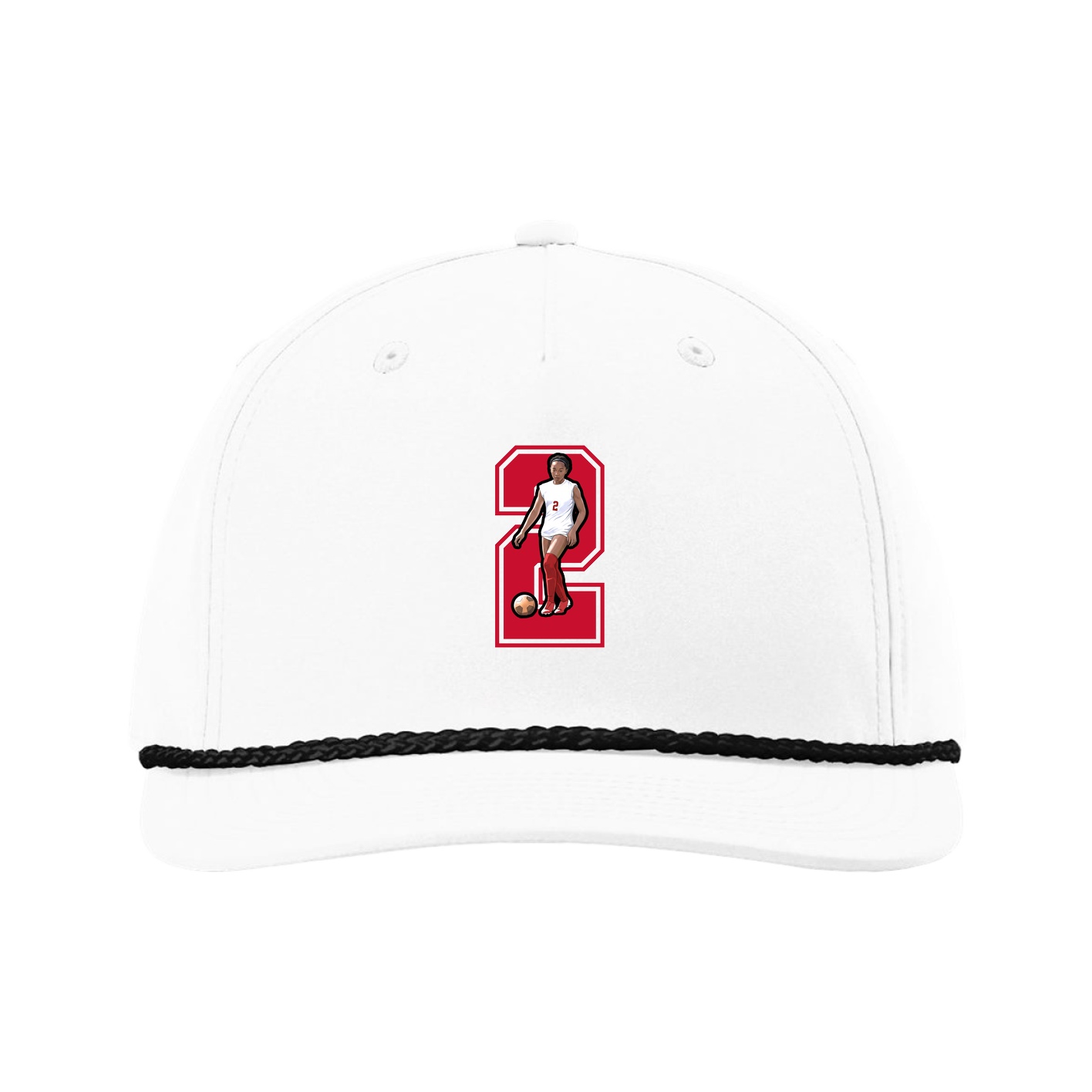 Five-Panel Classic Rope Cap — Number in White