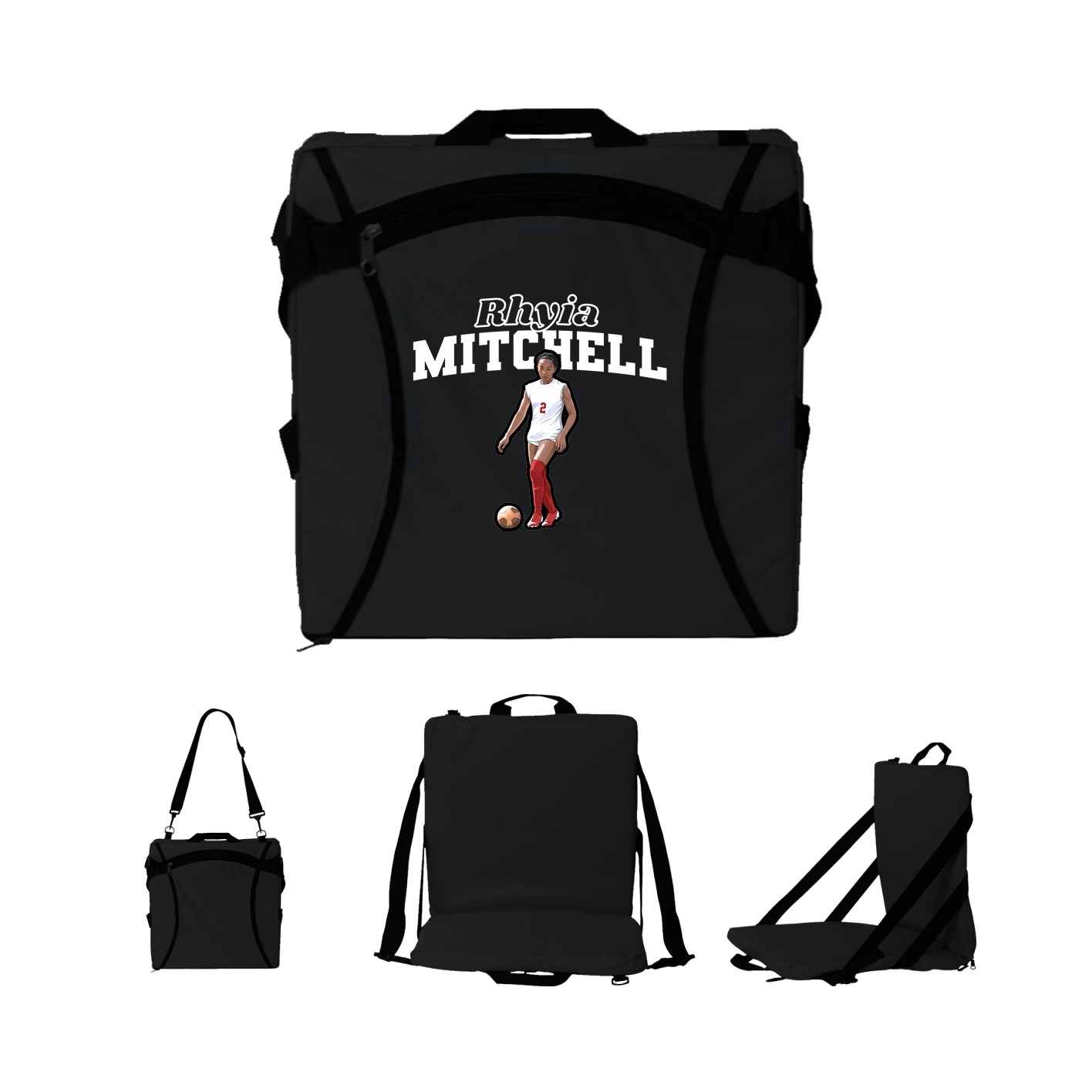 Folding Stadium Seat — Name Arch in Black