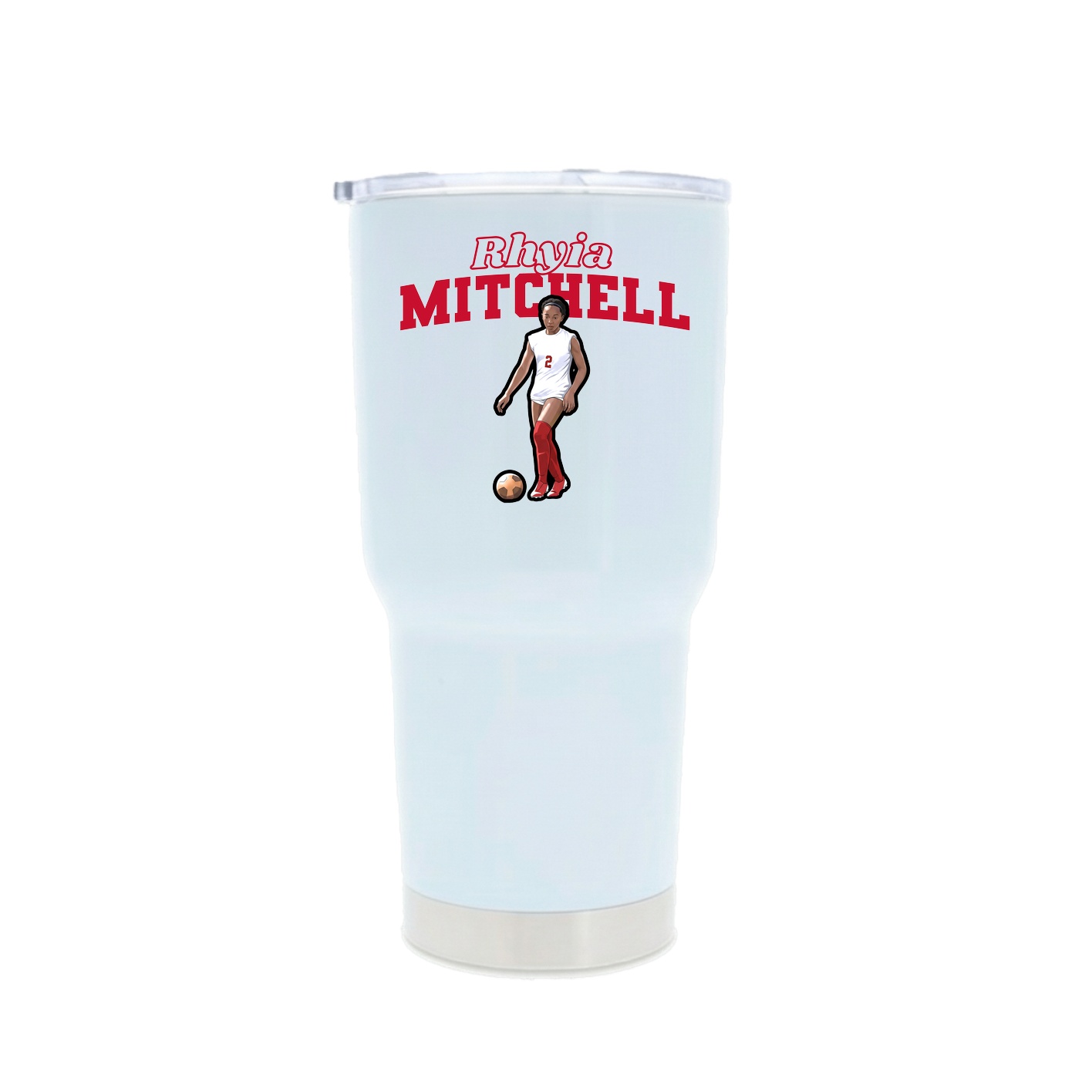 30oz Stainless Steel Tumbler — Name Arch in White