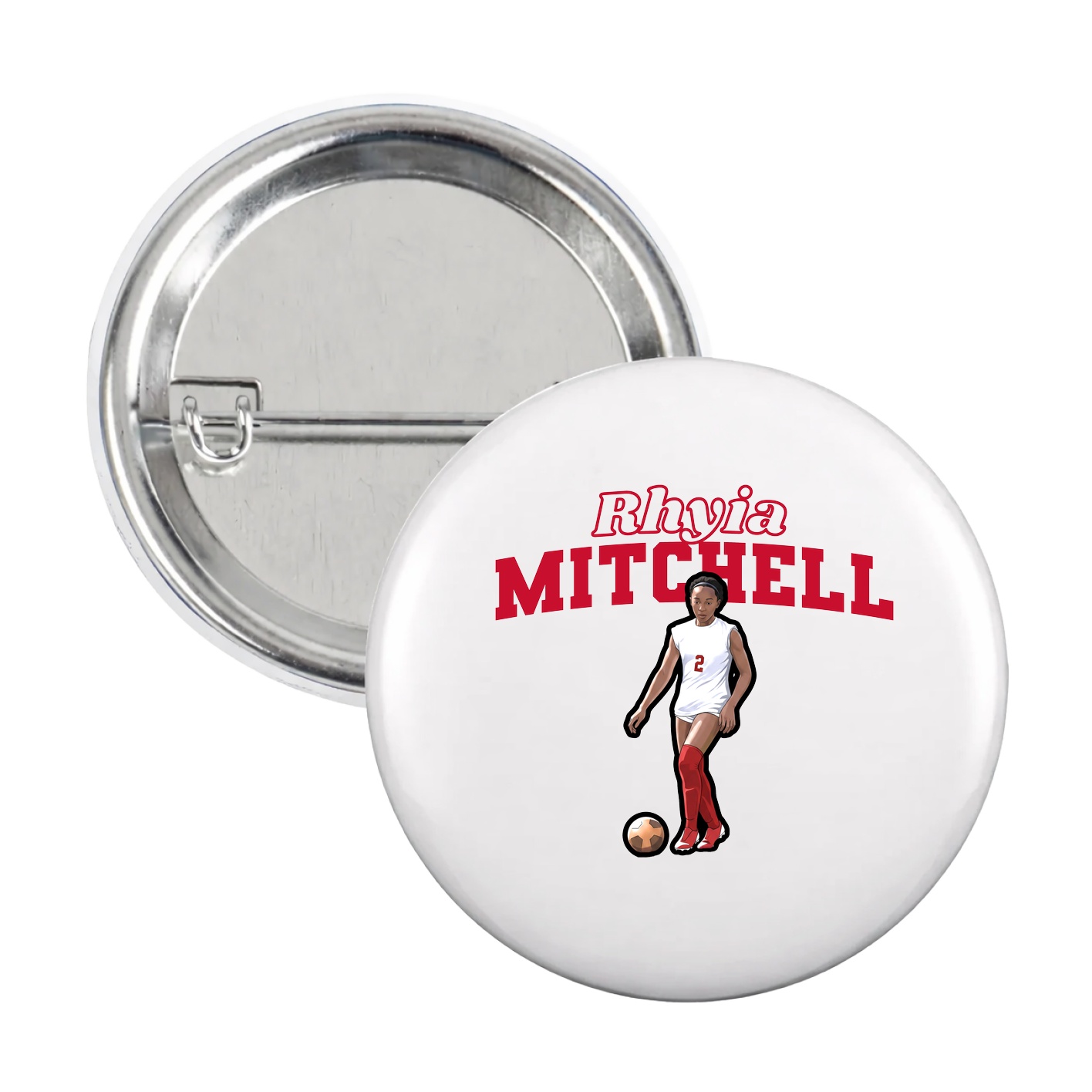 Game Day Button — Name Arch in White