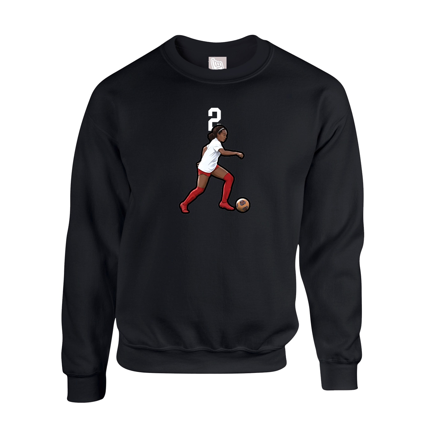 Fleece Crew — Number Top in Black
