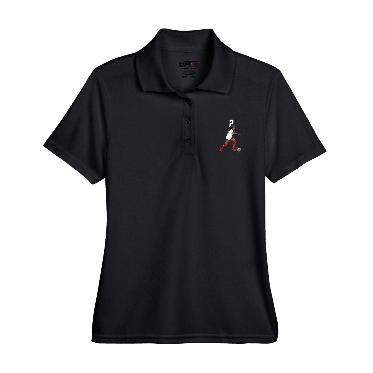 Womens Performance Polo — Number Top in Black