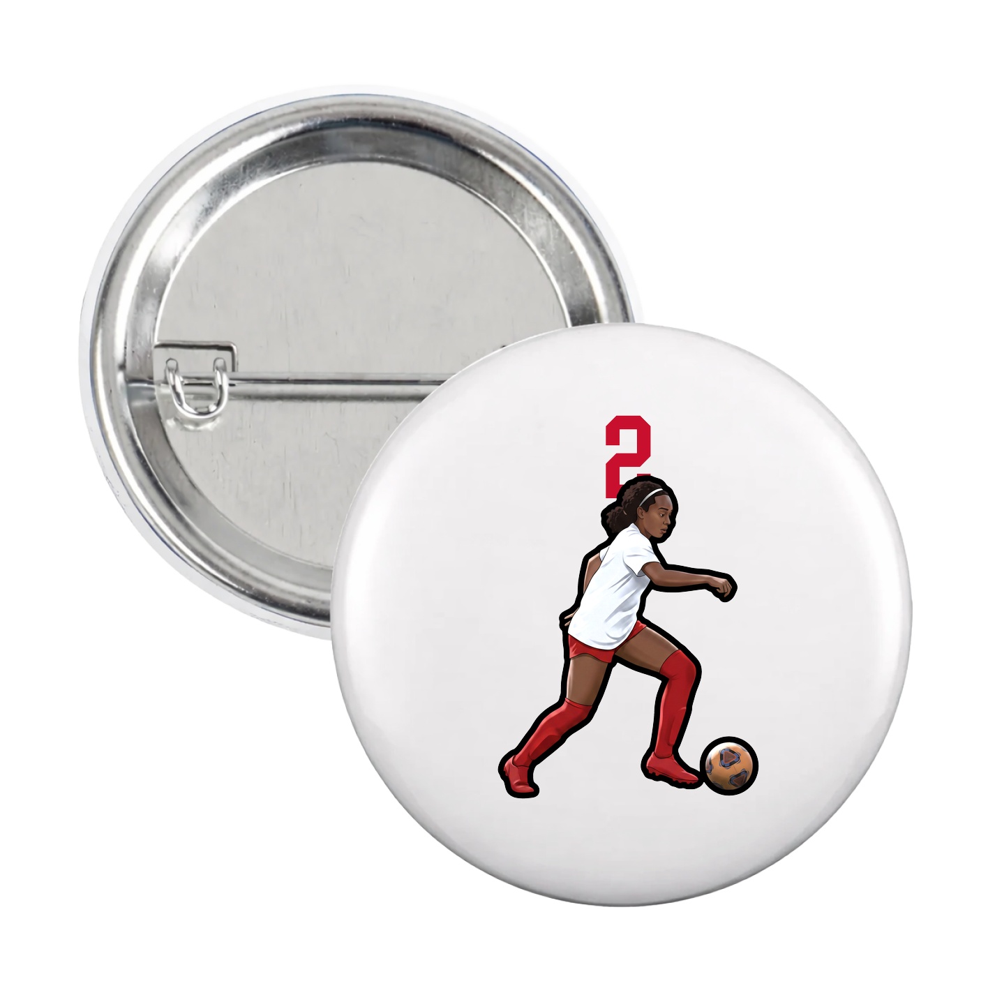 Game Day Button — Number Top in White