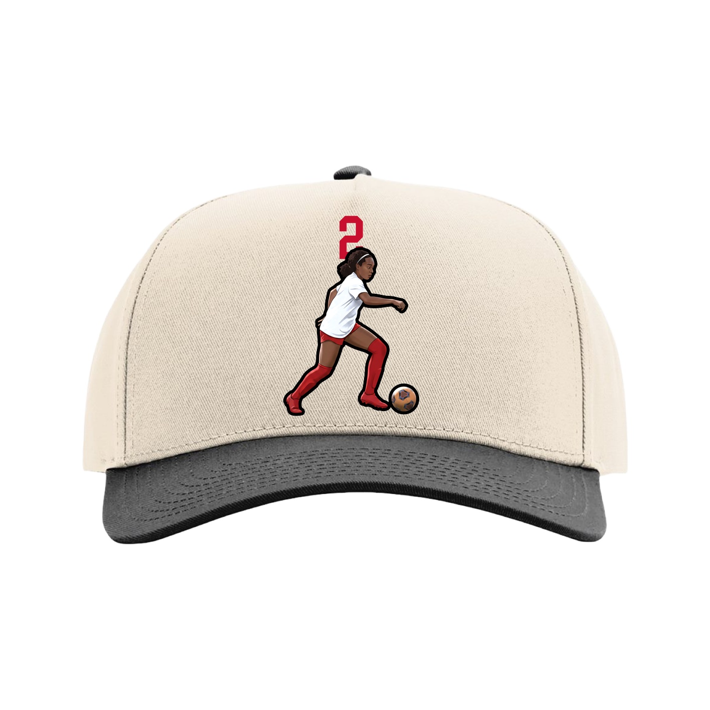 Full Fabric Five-Panel Champ Cap — Number Top in Cream/Black