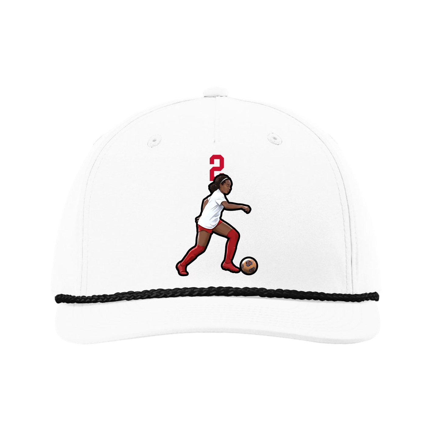 Five-Panel Classic Rope Cap — Number Top in White