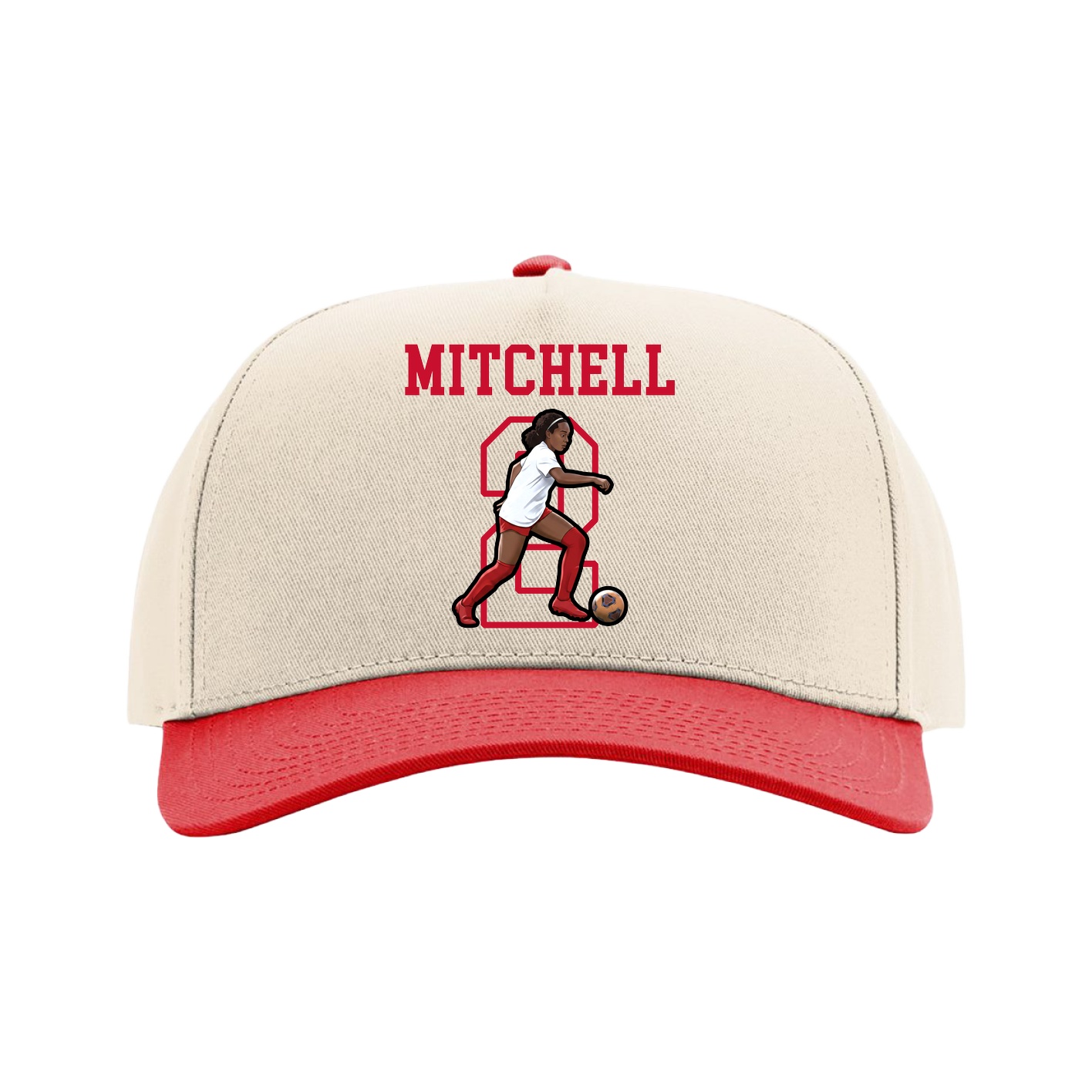 Full Fabric Five-Panel Champ Cap — Shirsey in Cream/Red
