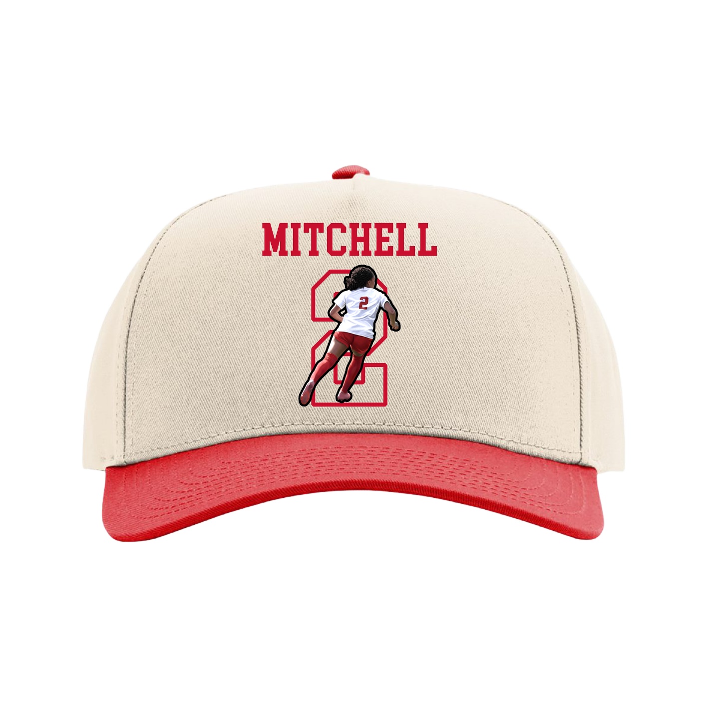 Full Fabric Five-Panel Champ Cap — Shirsey in Cream/Red
