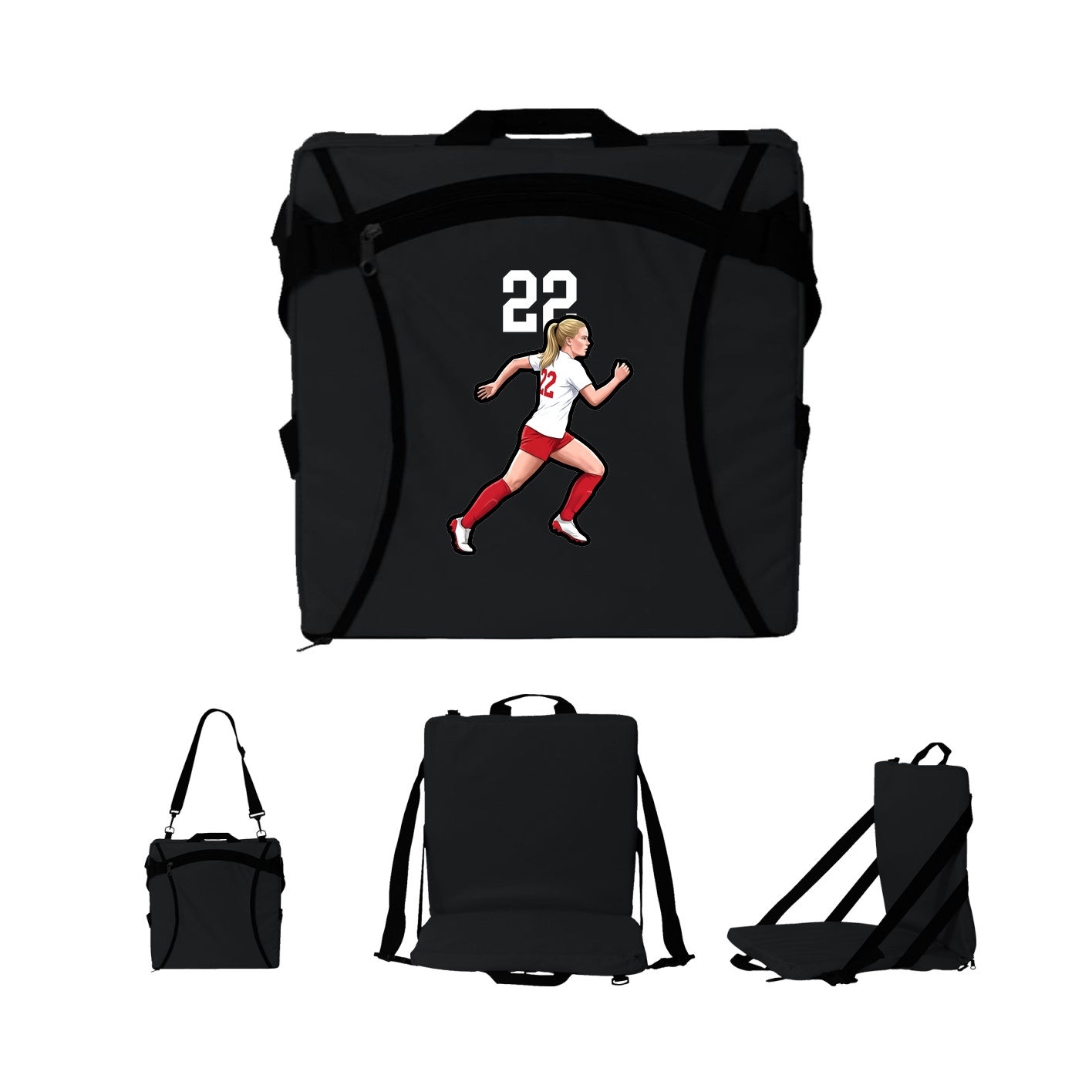 Folding Stadium Seat — Number Top in Black