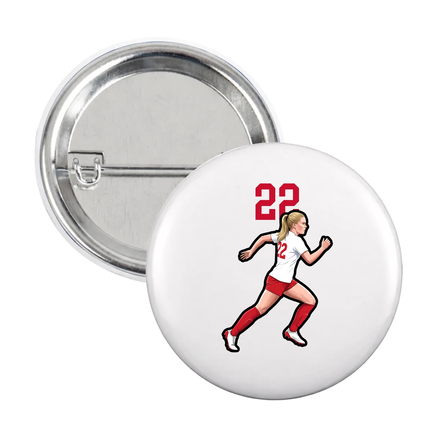 Game Day Button — Number Top in White